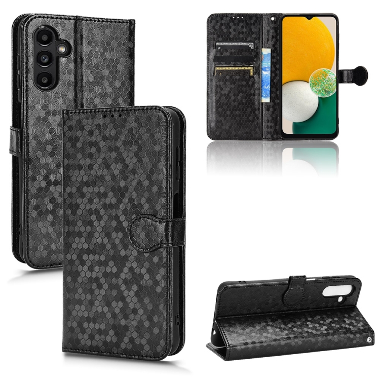 

For Samsung Galaxy A13 5G Honeycomb Dot Texture Leather Phone Case(Black)