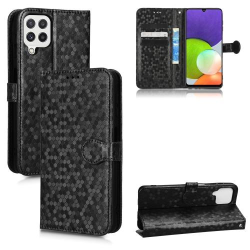 

For Samsung Galaxy A22 4G / M22 4G Honeycomb Dot Texture Leather Phone Case(Black)