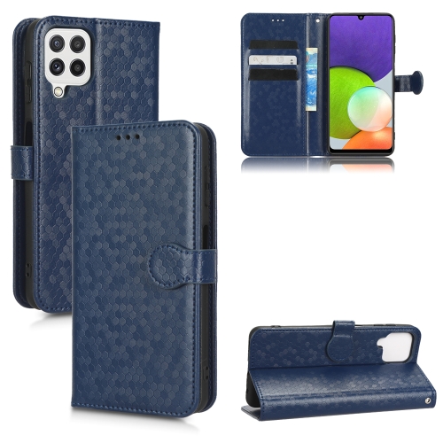 

For Samsung Galaxy A22 4G / M22 4G Honeycomb Dot Texture Leather Phone Case(Blue)