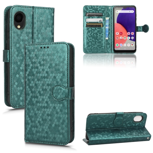 

For Samsung Galaxy A22 5G JP SC-56B Honeycomb Dot Texture Leather Phone Case(Green)