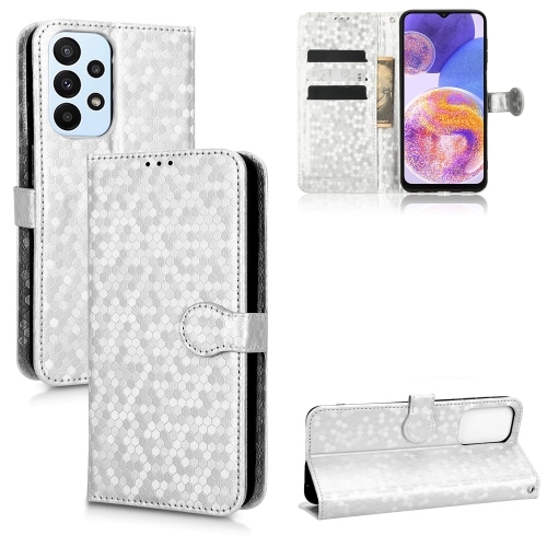 

For Samsung Galaxy A23 4G Honeycomb Dot Texture Leather Phone Case(Silver)