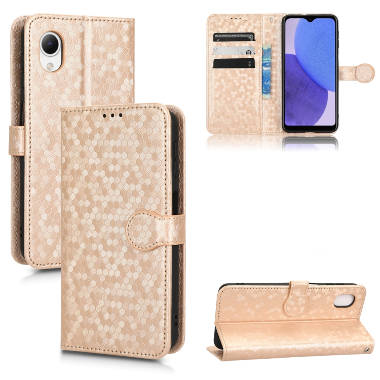 

For Samsung Galaxy A23e Honeycomb Dot Texture Leather Phone Case(Gold)