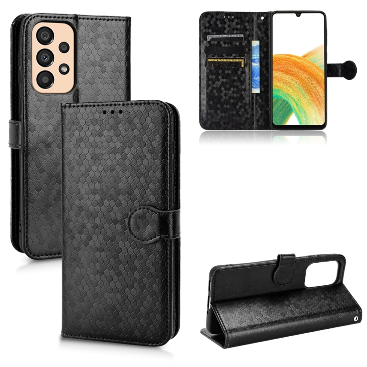 

For Samsung Galaxy A33 5G Honeycomb Dot Texture Leather Phone Case(Black)