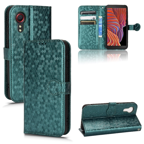 

For Samsung Galaxy Xcover 5 Honeycomb Dot Texture Leather Phone Case(Green)