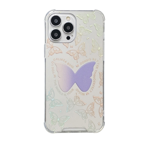 

For iPhone 11 Pro Max Color Painted Mirror Phone Case(Purple Butterfly)