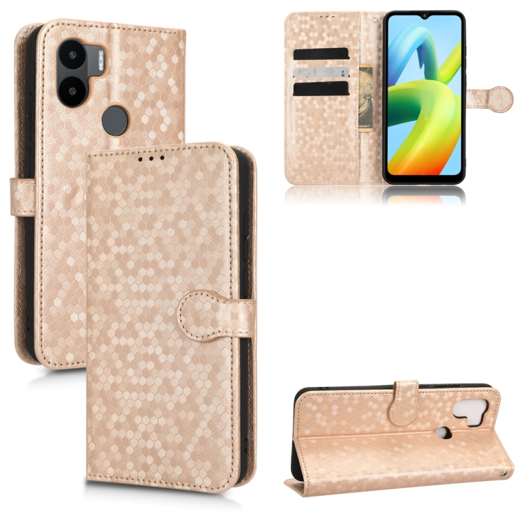 

For Xiaomi Redmi A1+ 4G Honeycomb Dot Texture Leather Phone Case(Gold)