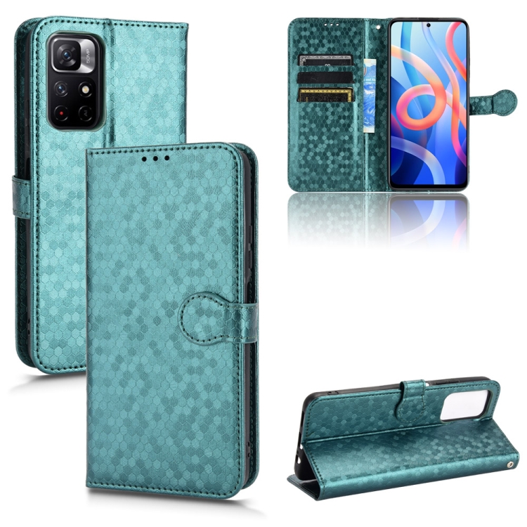 

For Xiaomi Redmi Note 11 5G Honeycomb Dot Texture Leather Phone Case(Green)