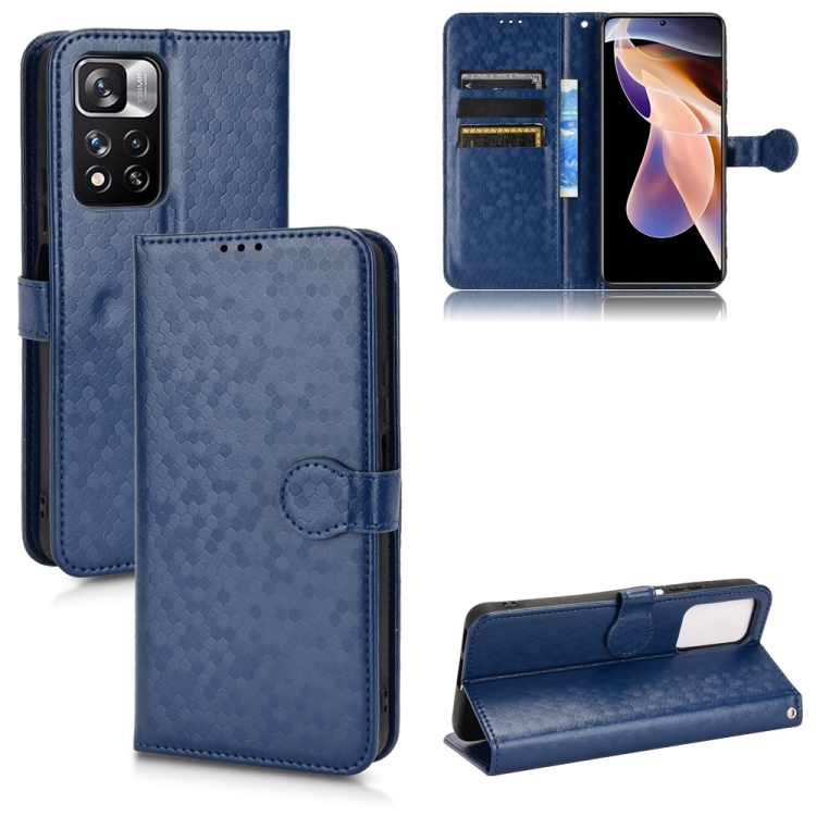 

For Xiaomi Redmi Note 11 Pro 5G Honeycomb Dot Texture Leather Phone Case(Blue)