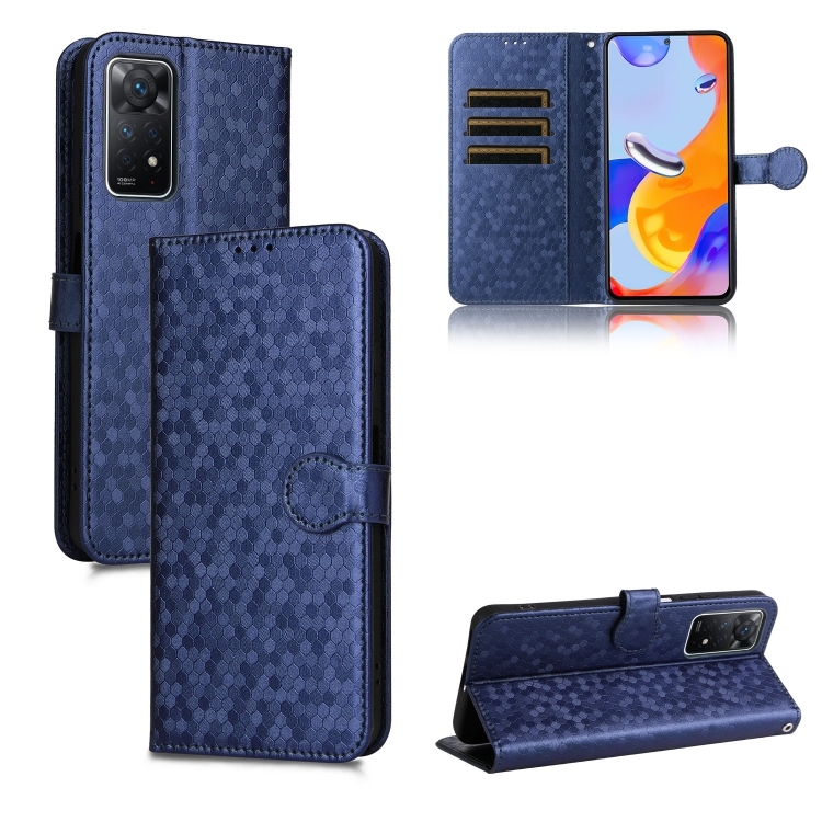 

For Xiaomi Redmi Note 11 Pro Honeycomb Dot Texture Leather Phone Case(Blue)