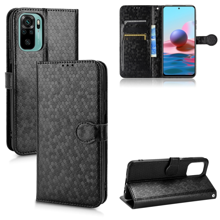 

For Xiaomi Redmi Note 10 4G / 10S Honeycomb Dot Texture Leather Phone Case(Black)