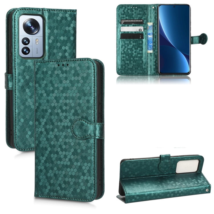 

For Xiaomi 12 Pro / 12S Pro Honeycomb Dot Texture Leather Phone Case(Green)
