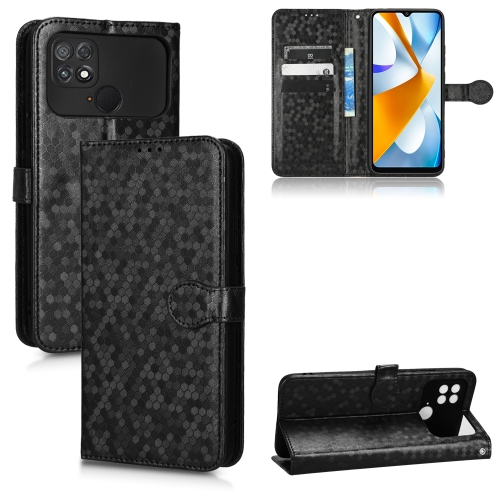 

For Xiaomi Poco C40 Honeycomb Dot Texture Leather Phone Case(Black)