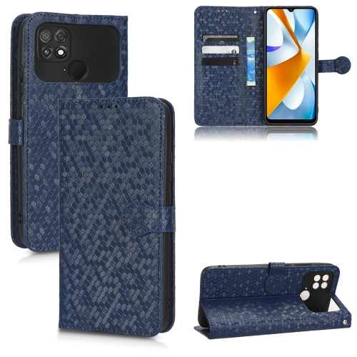 

For Xiaomi Poco C40 Honeycomb Dot Texture Leather Phone Case(Blue)