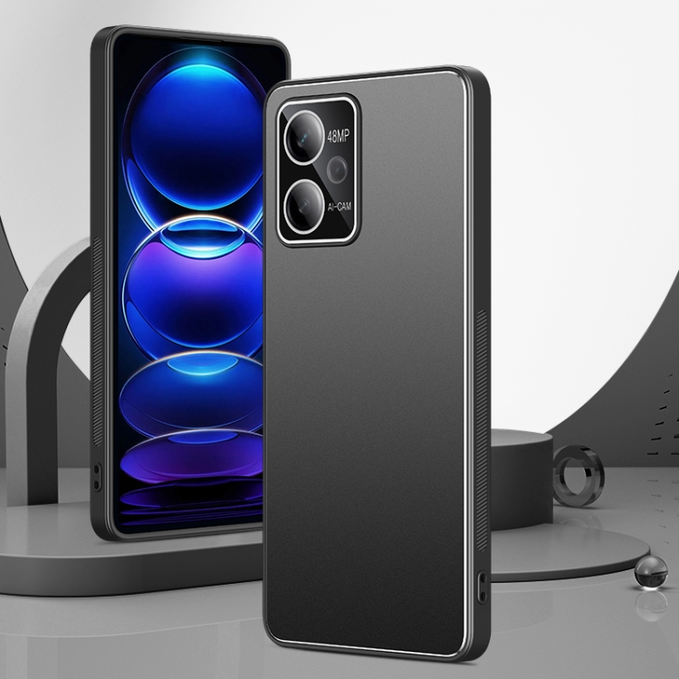 

For Xiaomi Redmi Note 12 All-Inclusive Lens Frosted Metal Phone Case(Black)