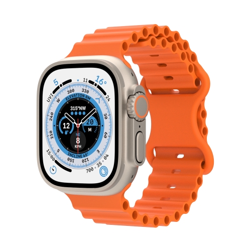 

Ocean Style Silicone Watch Band For Apple Watch Ultra 49mm&Watch Ultra 2 49mm / Series 9&8&7 45mm / SE 3&SE 2&6&SE&5&4 44mm / 3&2&1 42mm(Orange)