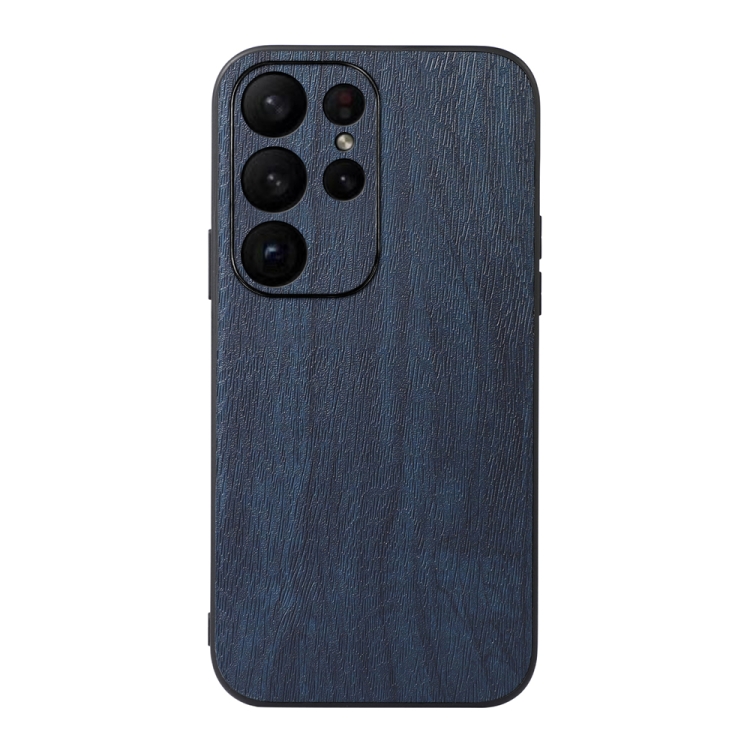 

For Samsung Galaxy S23 Ultra 5G( Wood Texture PU Phone Case(Blue)