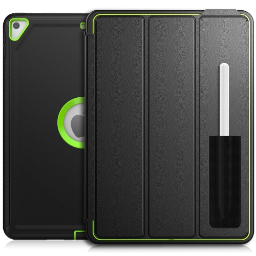 

For iPad 10.2 2021 / 2020 / 2019 / Air 10.5 2019 3-Fold Amor Shockproof Smart Tablet Case(Black Green)