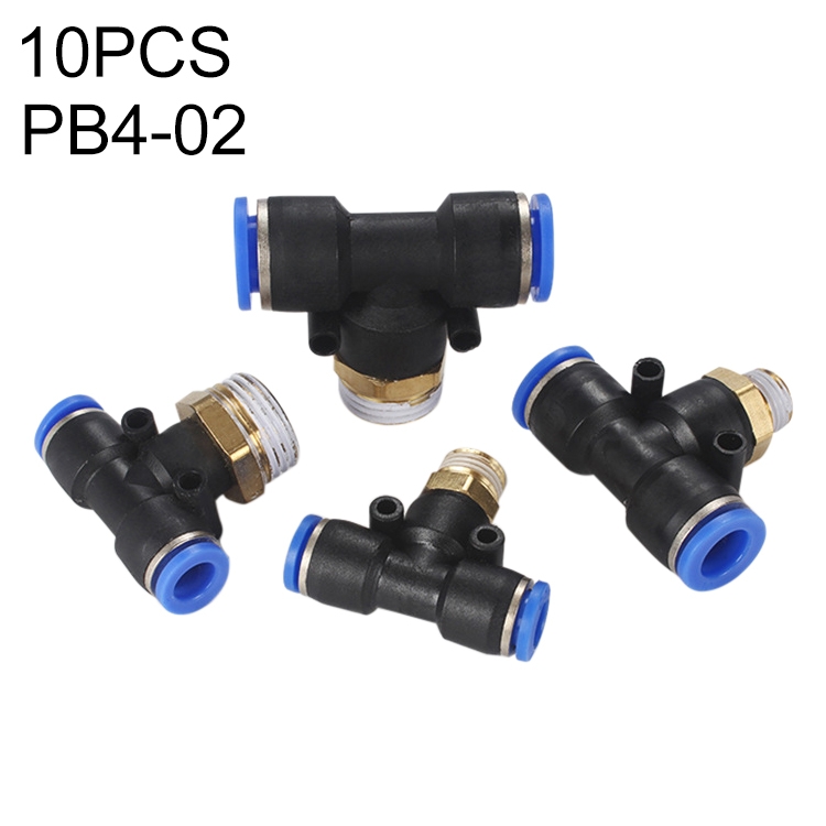 

PB4-02 LAIZE 10pcs Plastic T-type Tee Male Thread Pneumatic Quick Connector