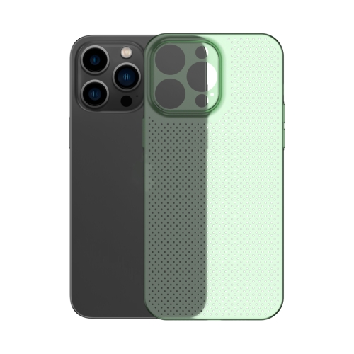 

For iPhone 14 Honeycomb Hollow Heat Dissipation Phone Case(Green)