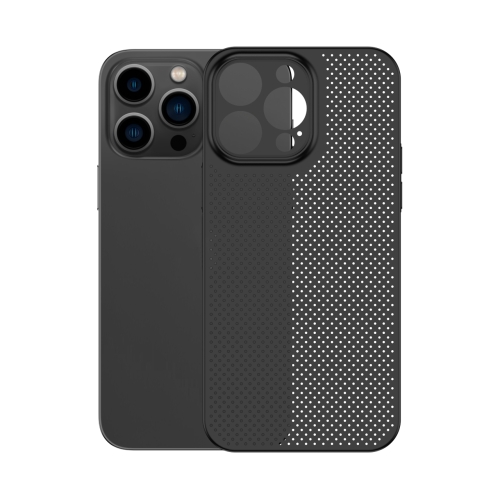 

For iPhone 12 Honeycomb Hollow Heat Dissipation Phone Case(Black)