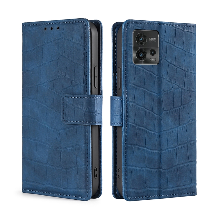 Custodia Portafoglio In Pelle PU Per Motorola Moto G72 4G - Con Cerniera, Slot Carte, Cinturino, Ciano