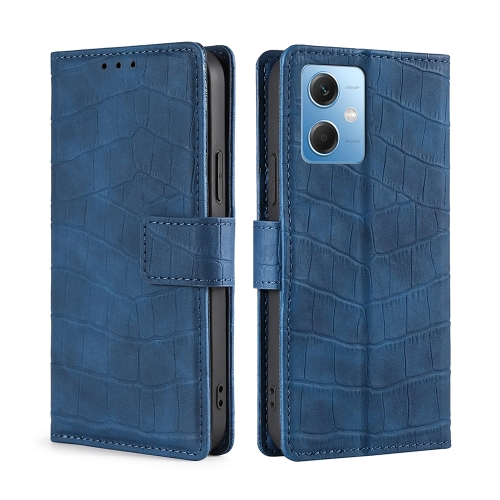 

For Xiaomi Redmi Note 12 China Skin Feel Crocodile Magnetic Clasp Leather Phone Case(Blue)