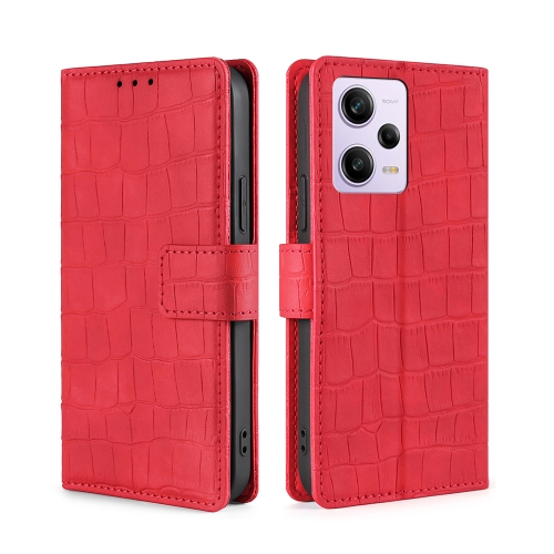 

For Xiaomi Redmi Note 12 Pro China Skin Feel Crocodile Magnetic Clasp Leather Phone Case(Red)