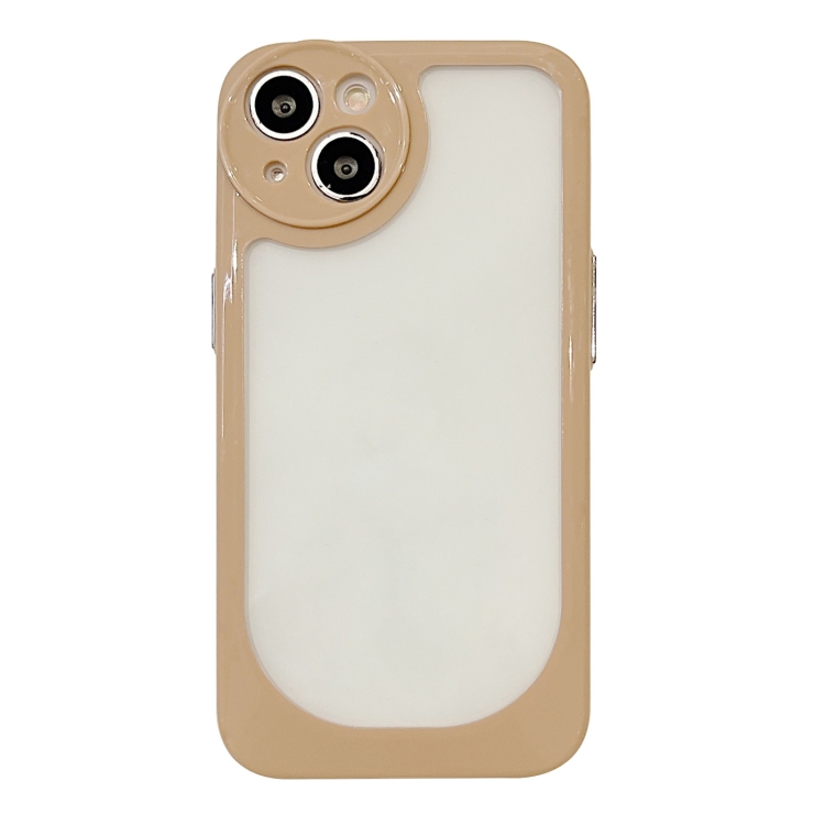 

For iPhone 14 Plus Clear Acrylic Soft TPU Phone Case(Khaki)