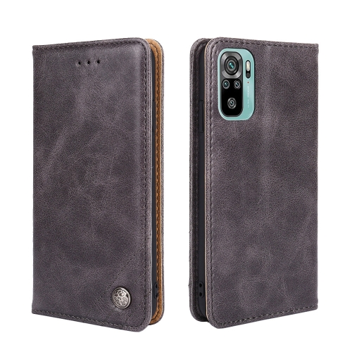 

For Xiaomi Poco M5s 4G/Redmi Note 11 SE India Non-Magnetic Retro Texture Flip Leather Phone Case(Grey)