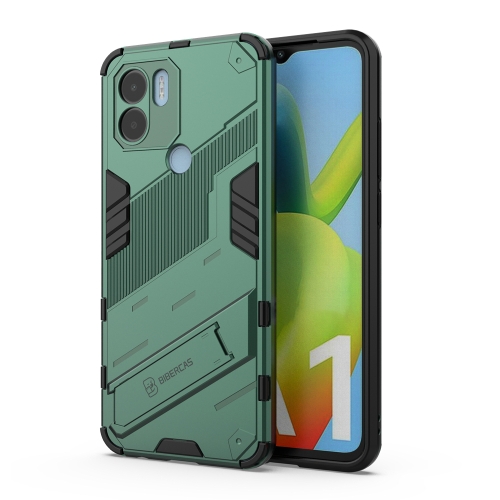

For Xiaomi Redmi A1+ Punk Armor 2 in 1 PC + TPU Phone Case with Invisible Holder(Green)