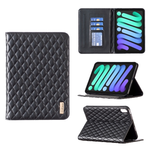 

For iPad mini 6 Elegant Rhombic Texture Horizontal Flip Leather Tablet Case(Black)