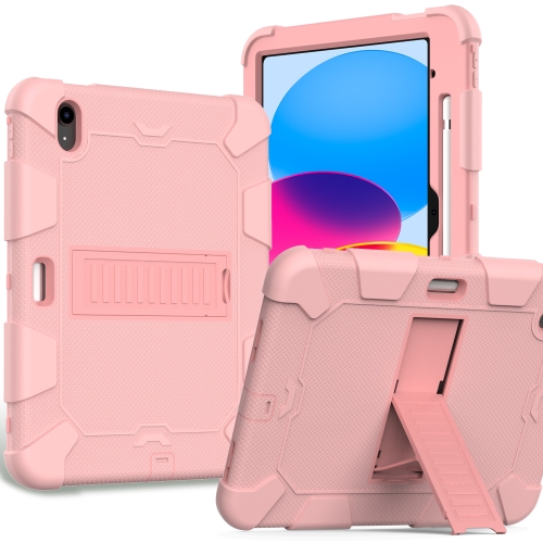 

For iPad 10th Gen 10.9 2022 Two-Color Robot Shockproof Silicone + PC Protective Tablet Case(Rose Gold)