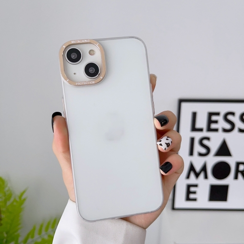

For iPhone 14 Pro Max Frosted Metal Lens Frame PC Phone Case(Transparent)