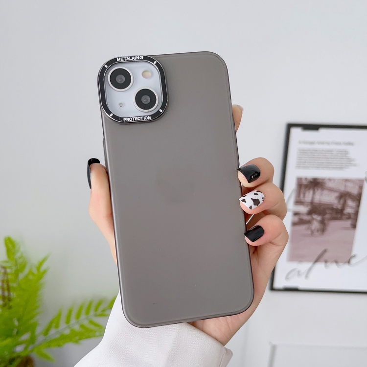 

For iPhone 13 Pro Max Frosted Metal Lens Frame PC Phone Case(Grey)