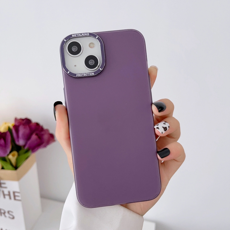 

For iPhone 12 Pro Max Frosted Metal Lens Frame PC Phone Case(Purple)