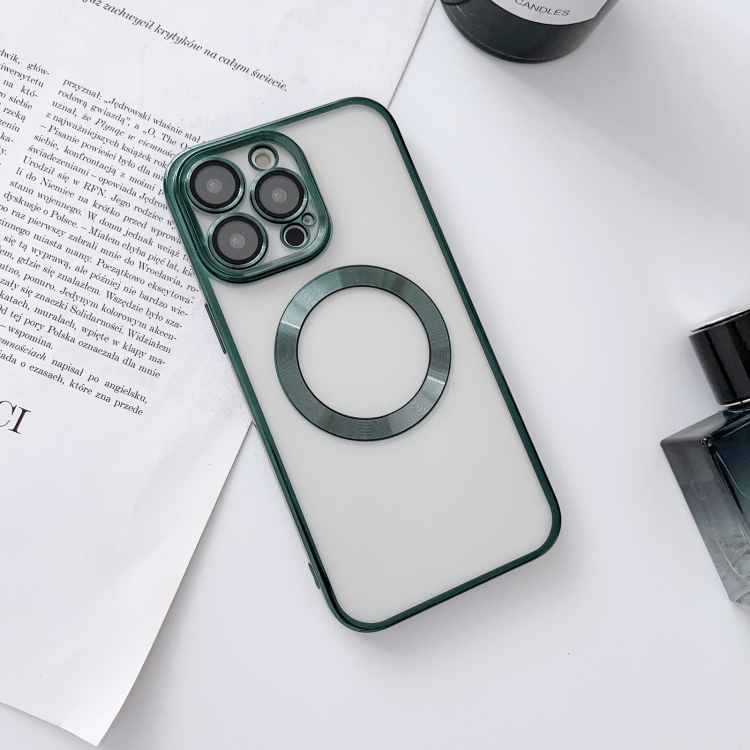 

For iPhone 13 MagSafe Electroplated Magnetic TPU Phone Case with Dust Filter & Lens Film(Green)
