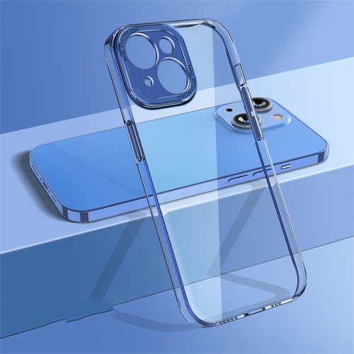 

For iPhone 14 wlons Crystal Clear Fine Hole Phone Case(Sierra Blue)