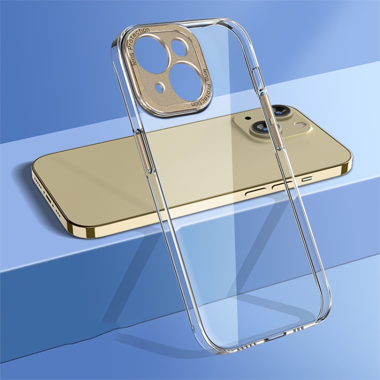 

For iPhone 14 Plus wlons Crystal Clear Fine Hole Phone Case(Gold)