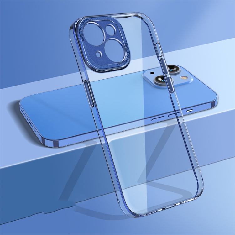 

For iPhone 13 wlons Crystal Clear Fine Hole Phone Case(Sierra Blue)