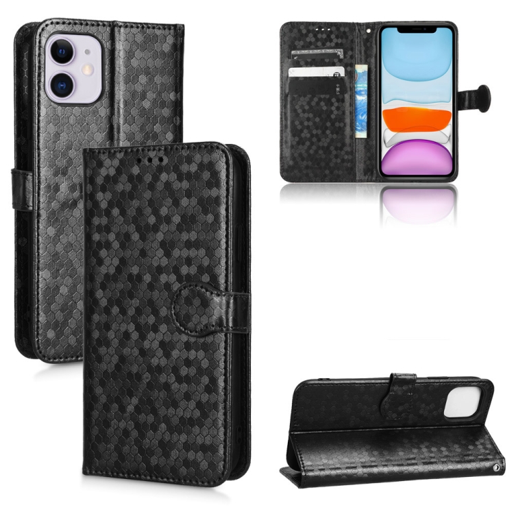 

For iPhone 11 Honeycomb Dot Texture Leather Phone Case(Black)