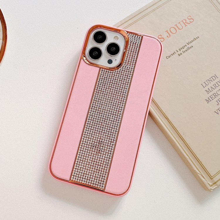 

For iPhone 11 Pro Electroplating Diamond Protective Phone Case(Pink)