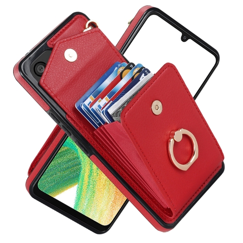 

For Samsung Galaxy A33 5G Ring Holder RFID Card Slot Phone Case(Red)