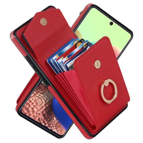 

For Samsung Galaxy A71 5G Ring Holder RFID Card Slot Phone Case(Red)
