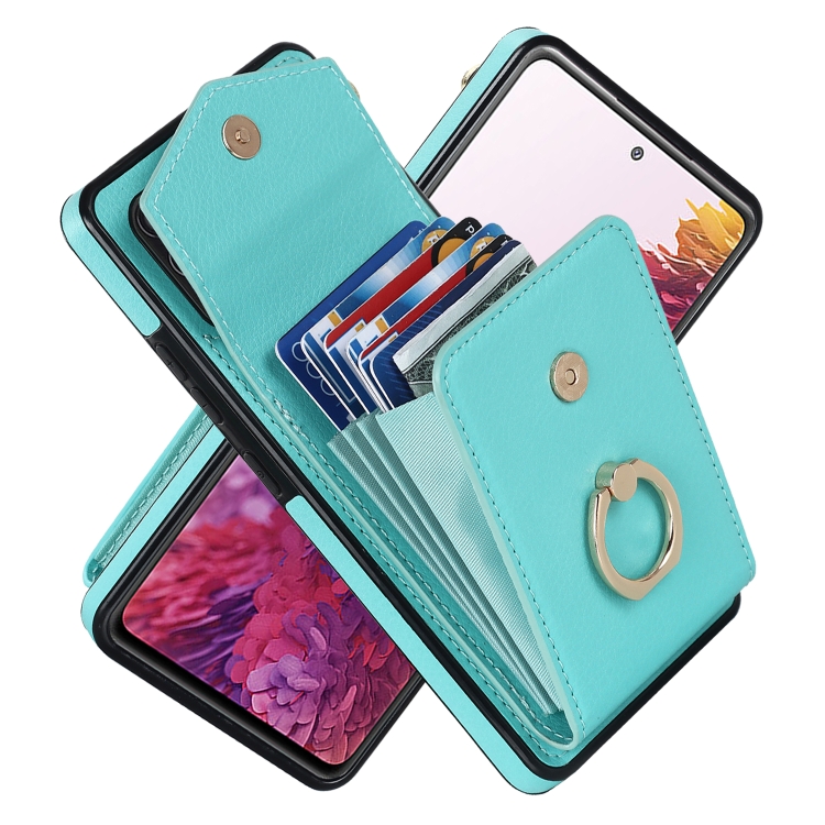 

For Samsung Galaxy S20 FE Ring Holder RFID Card Slot Phone Case(Mint Green)
