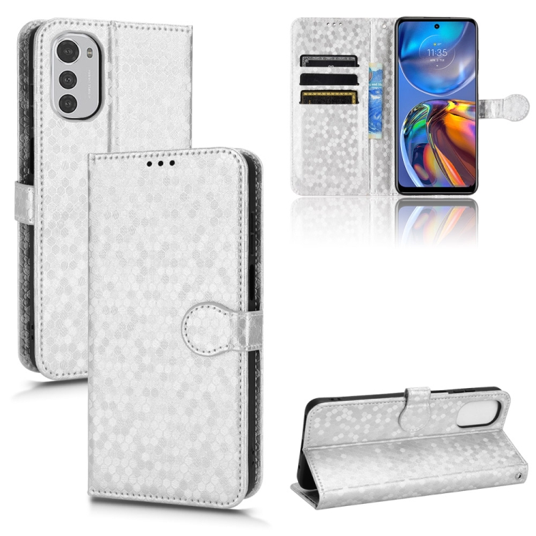 

For Motorola Moto E32 4G Honeycomb Dot Texture Leather Phone Case(Silver)