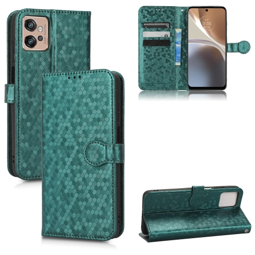 

For Motorola Moto G32 Honeycomb Dot Texture Leather Phone Case(Green)