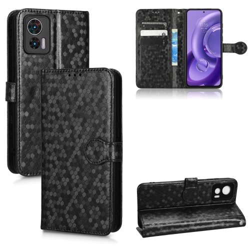 

For Motorola Moto Edge 30 Lite Honeycomb Dot Texture Leather Phone Case(Black)