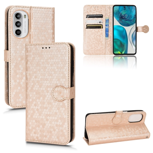

For Motorola Moto G52j Honeycomb Dot Texture Leather Phone Case(Gold)