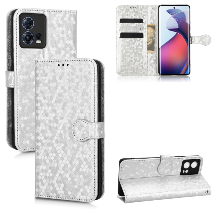 

For Motorola Moto S30 Pro 5G Honeycomb Dot Texture Leather Phone Case(Silver)
