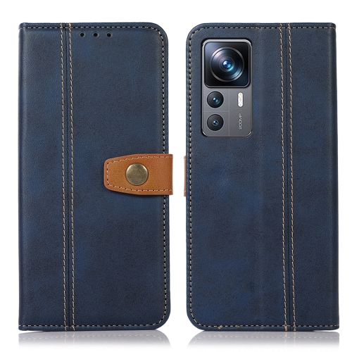 

For Xiaomi 12T / 12T Pro / Redmi K50 Ultra Stitching Thread Calf Texture Leather Phone Case(Blue)